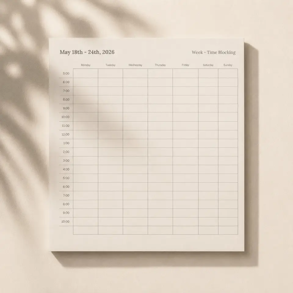 My Day Planned weekly time-blocking page