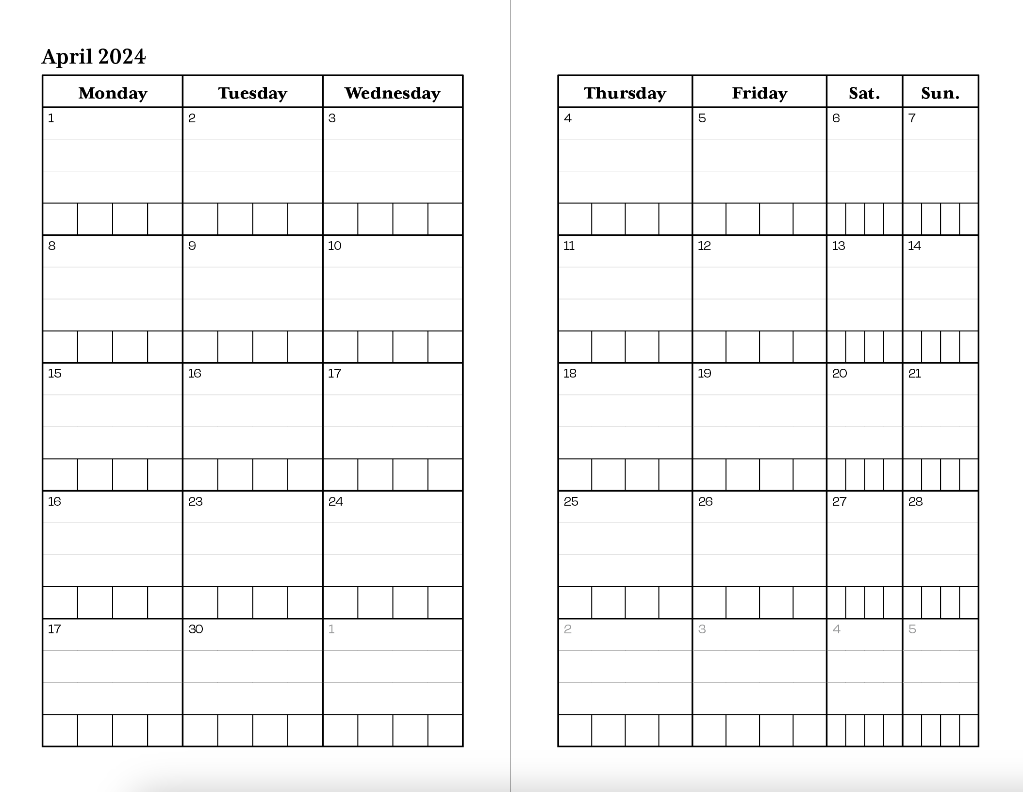 April 2024 Daily Booklet Agenda – Raindrops – My Day Planned