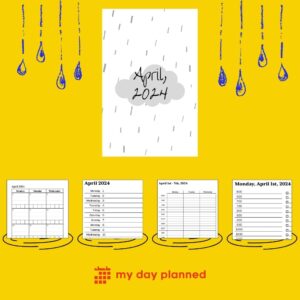 April 2024 Daily Booklet Agenda - Raindrops