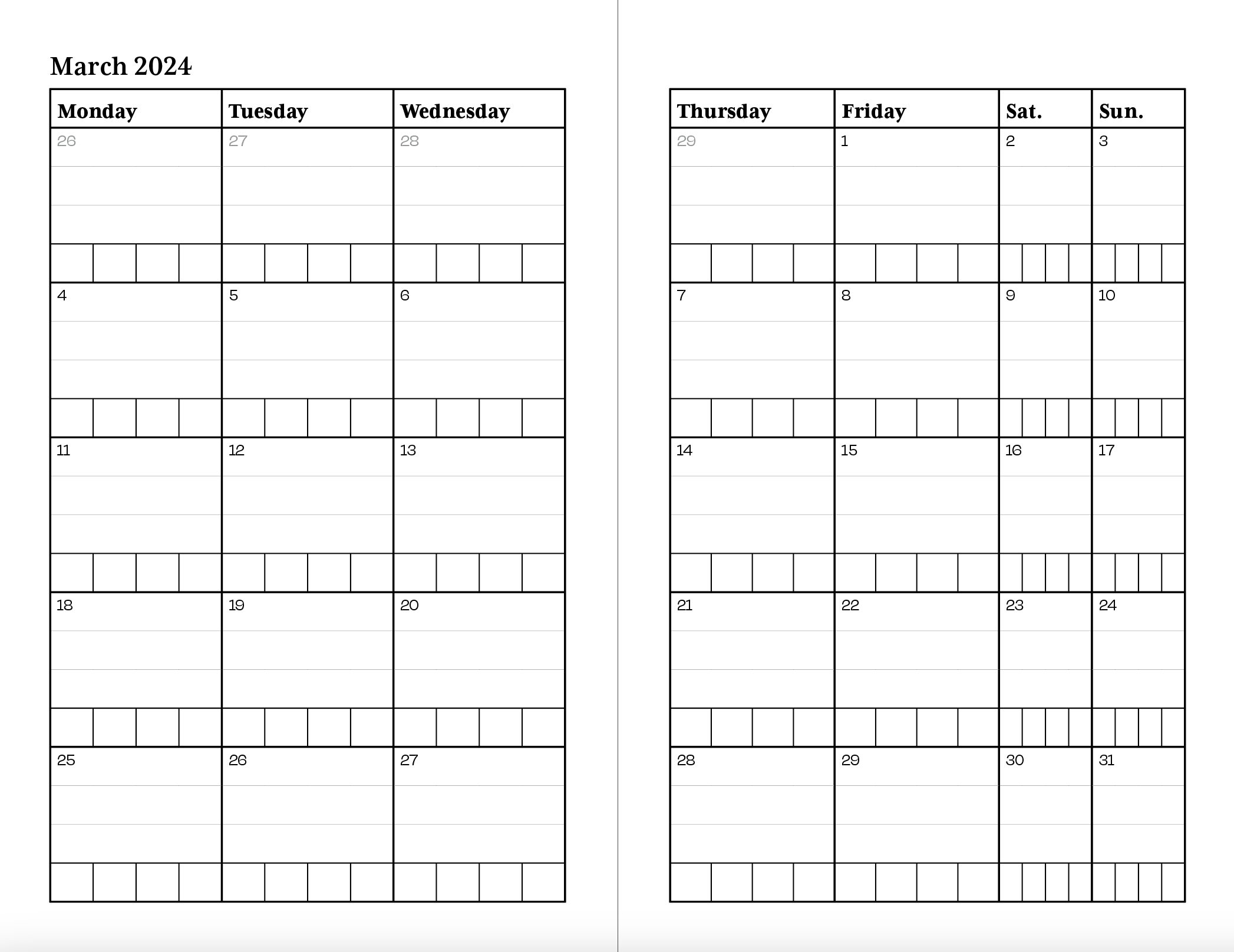 March 2024 Daily Booklet Agenda – Growing – My Day Planned